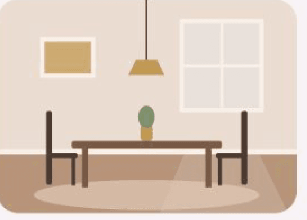 Illustration of a dining room