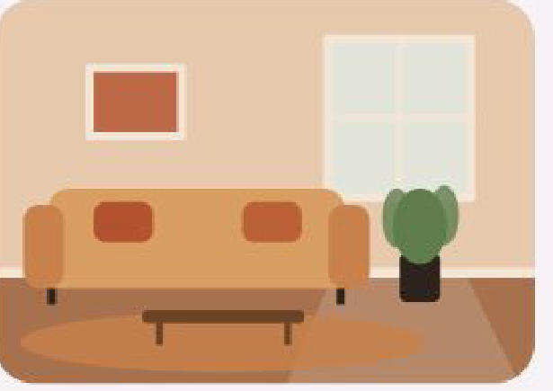 Illustration of a warm living room